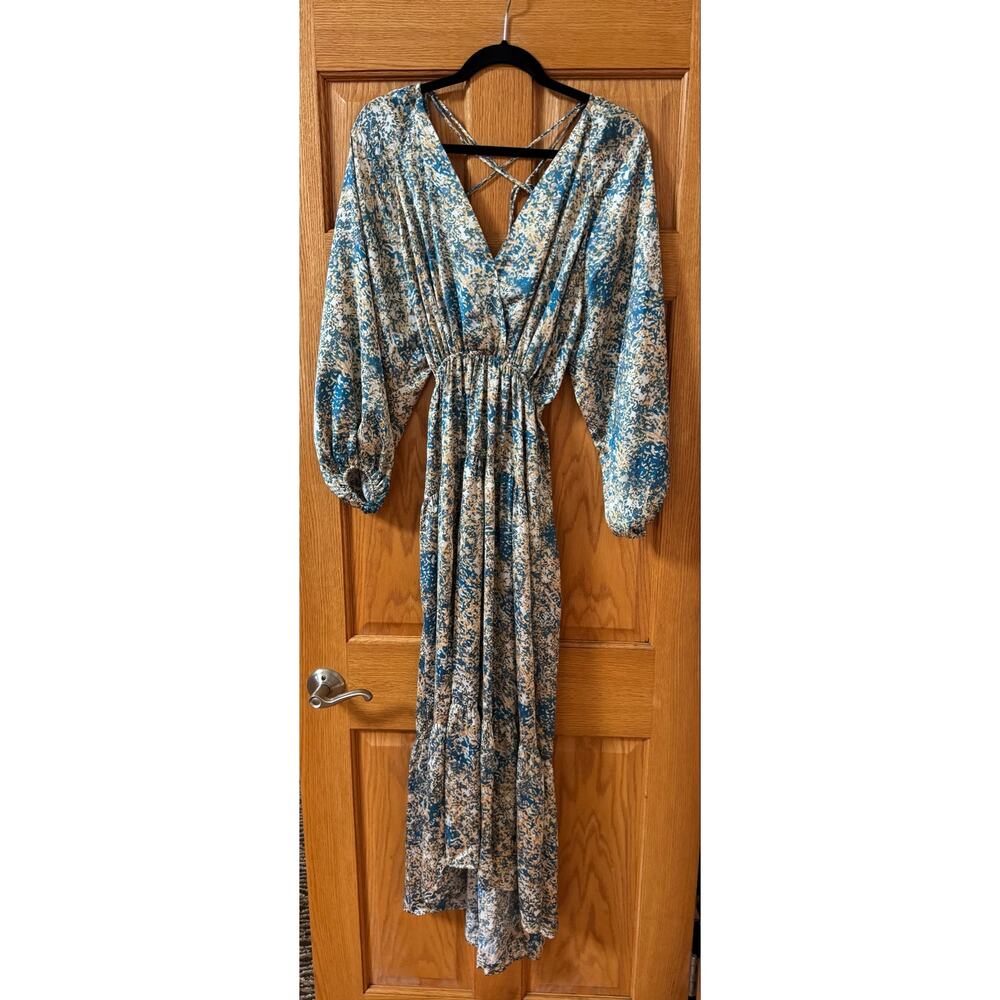 Chic Maje Tiered Printed Satin Maxi Dress - Size 4, NWT! - Picture 4 of 7